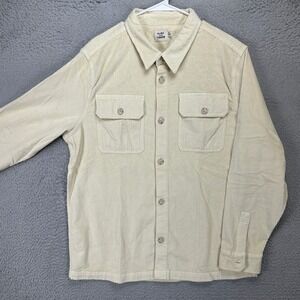 Flint Tinder Men Corduroy Shacket Shirt XL Cream Flap Pocket Stretch Outdoor NEW